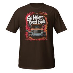 Go Where The Road Ends - Orange 4X4 Trail Rig Unisex T-Shirt - Dark Chocolate - Image 5