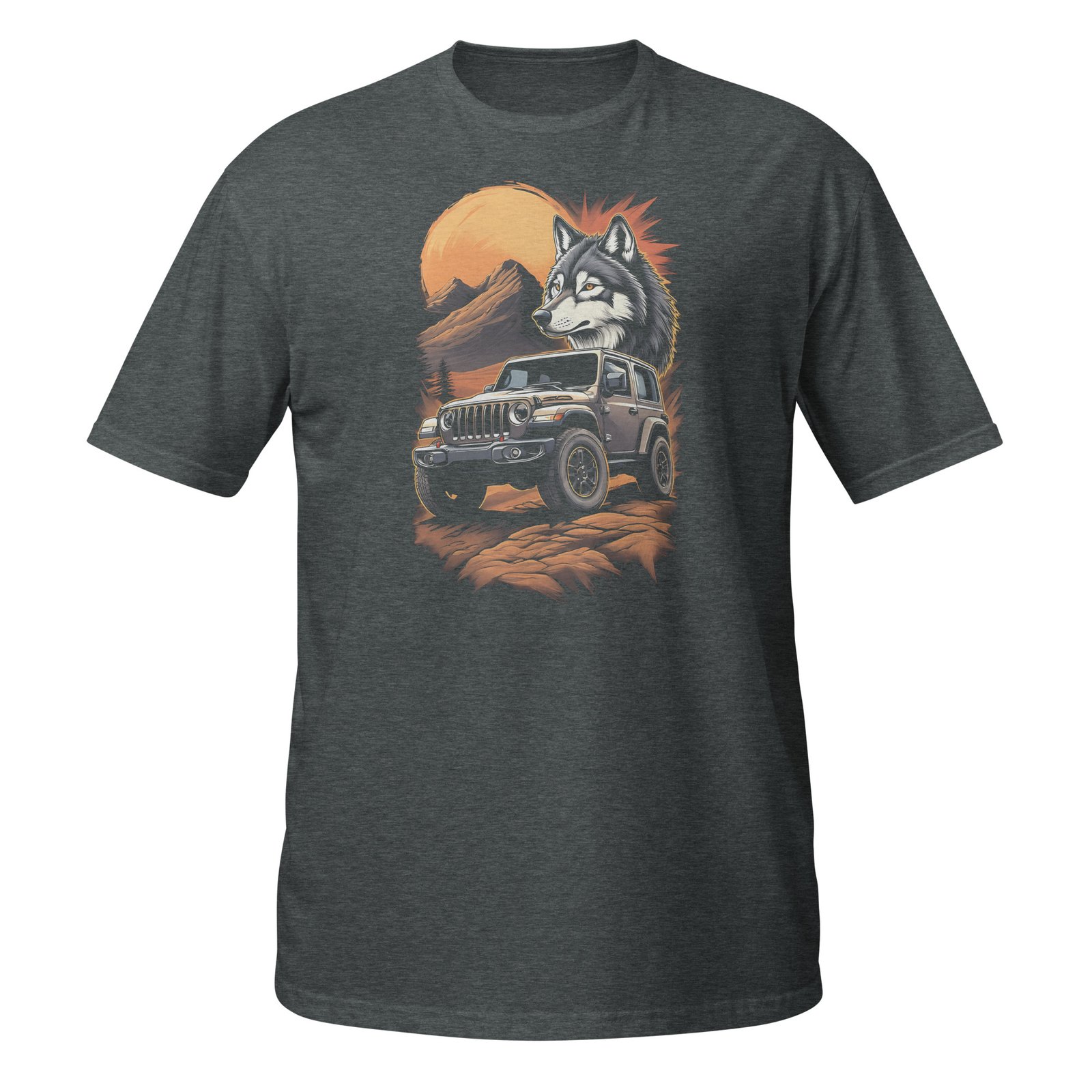 Lone Wolf - Wolf 4X4 Trail Rig Unisex T-Shirt - Dark Heather - Image 9