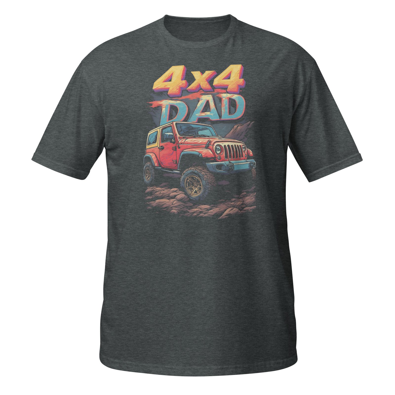 4X4 Dad - 4X4 Dad Off-Road Rig Unisex T-Shirt - Dark Heather - Image 9