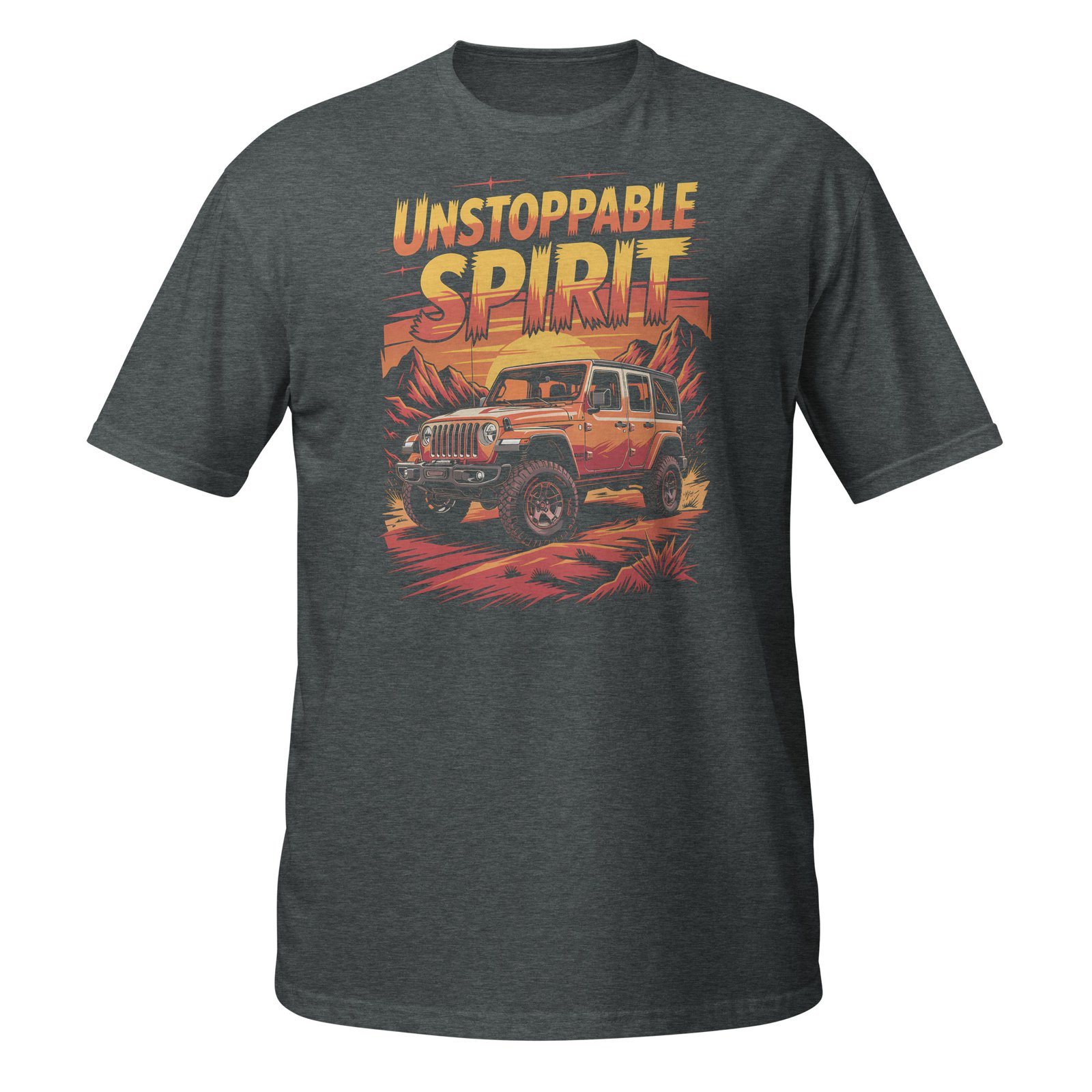 Unstoppable Spirit - Sunset Orange 4X4 Rig Unisex T-Shirt - Dark Heather - Image 9