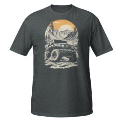 Alpine Sunset Trail - Black 4X4 Trail Rig Unisex T-Shirt - Dark Heather - Image 9