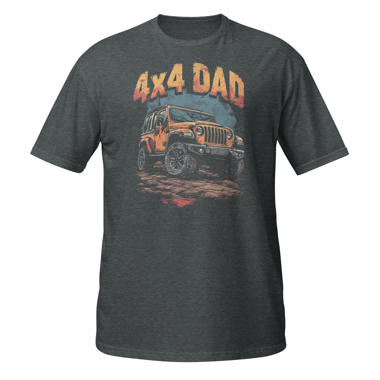 4X4 Dad - Orange Mud 4X4 Rig Unisex T-Shirt - Dark Heather - Image 9