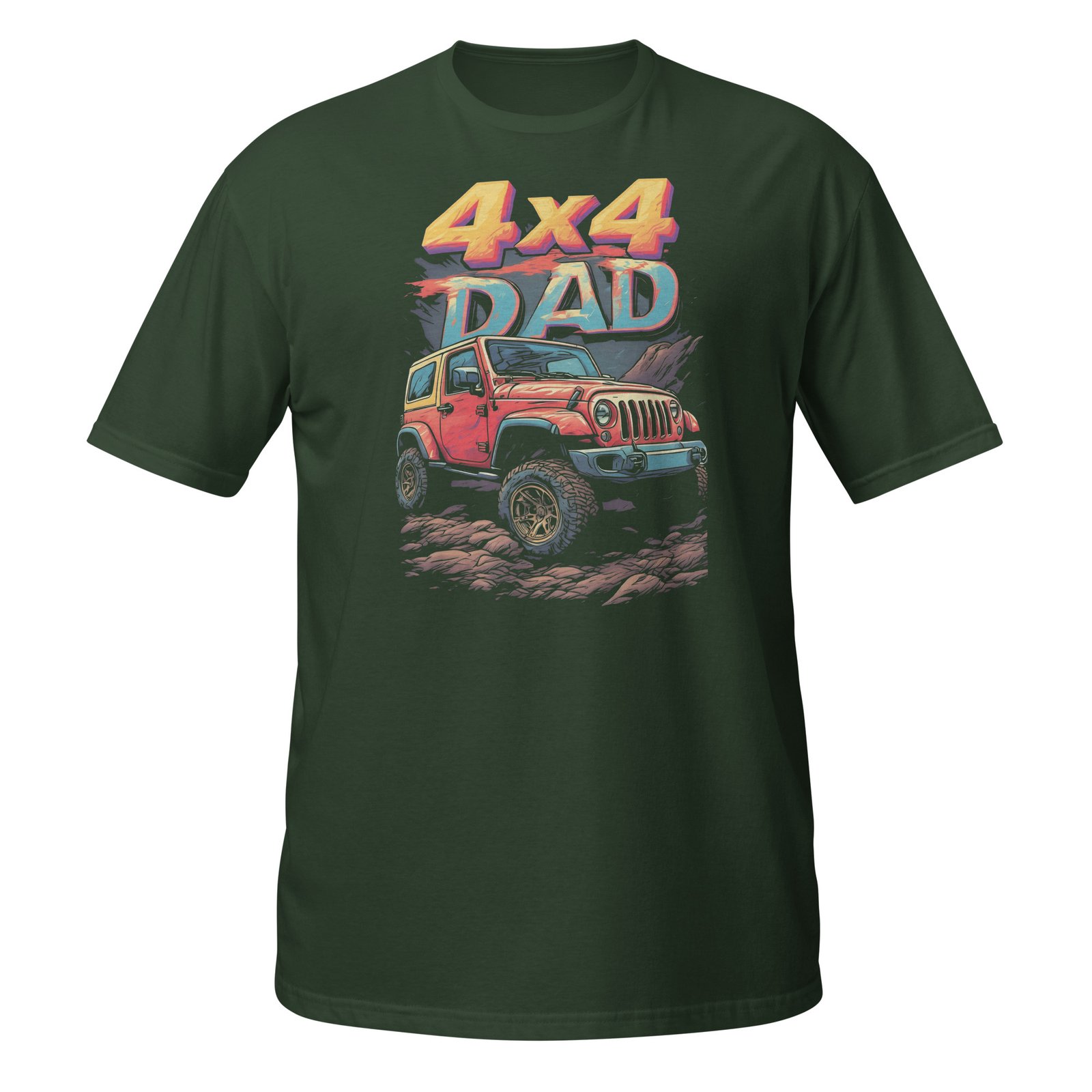 4X4 Dad - 4X4 Dad Off-Road Rig Unisex T-Shirt - Forest Green - Image 7