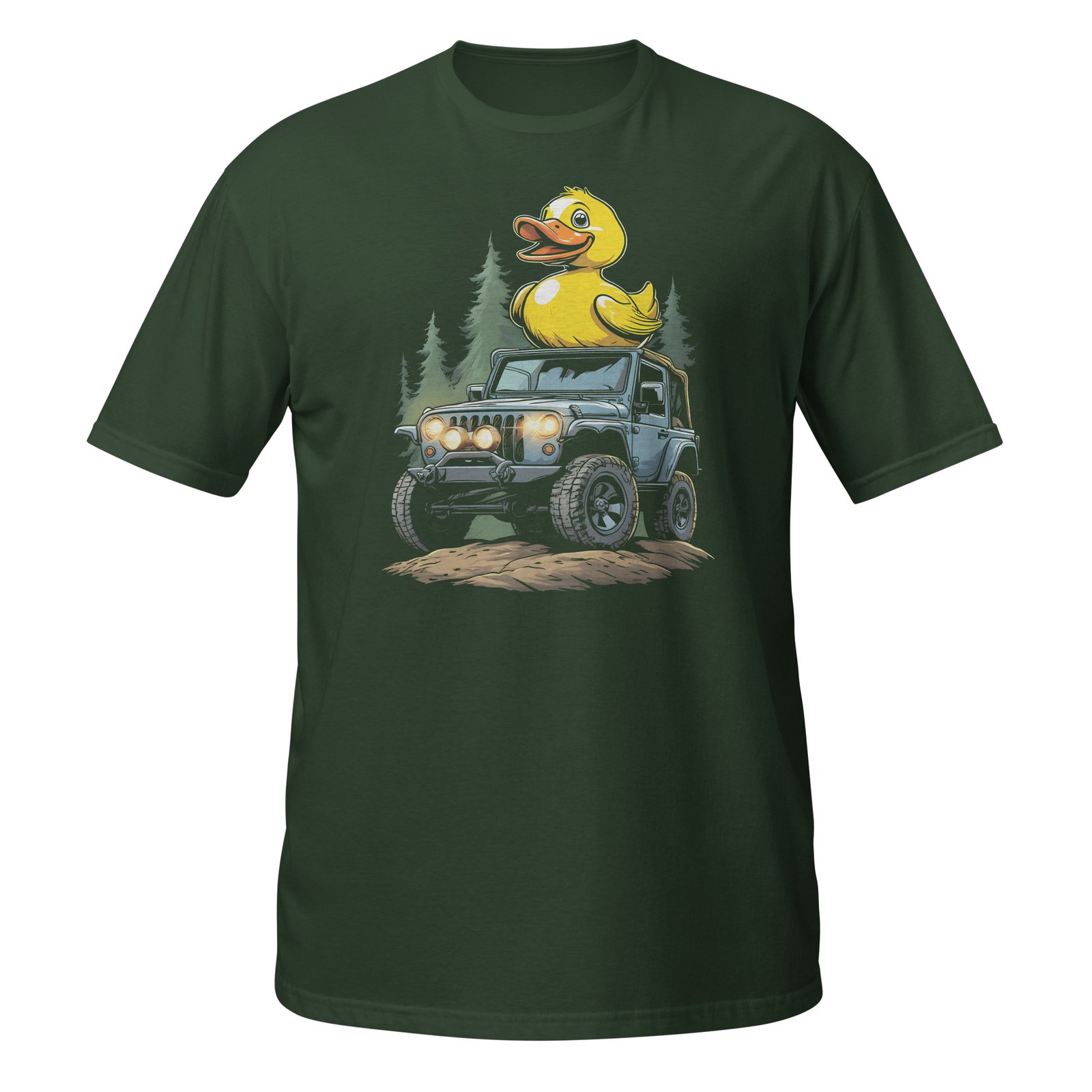 Duck Duck Rig - Rubber Duck 4X4 Rig Unisex T-Shirt - Forest Green - Image 7