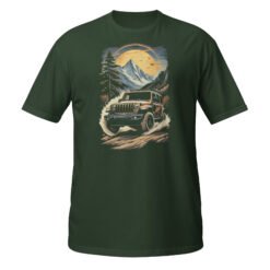 Alpine Trail Expedition - Alpine Mountain 4X4 Rig Unisex T-Shirt - Forest Green - Image 1