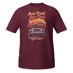 Any Trail Any Time - Sunset Mountain 4X4 Rig Unisex T-Shirt - Maroon - Image 1