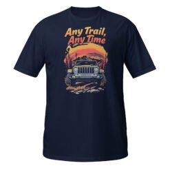 Any Trail Any Time - Sunset Mountain 4X4 Rig Unisex T-Shirt - Navy - Image 4