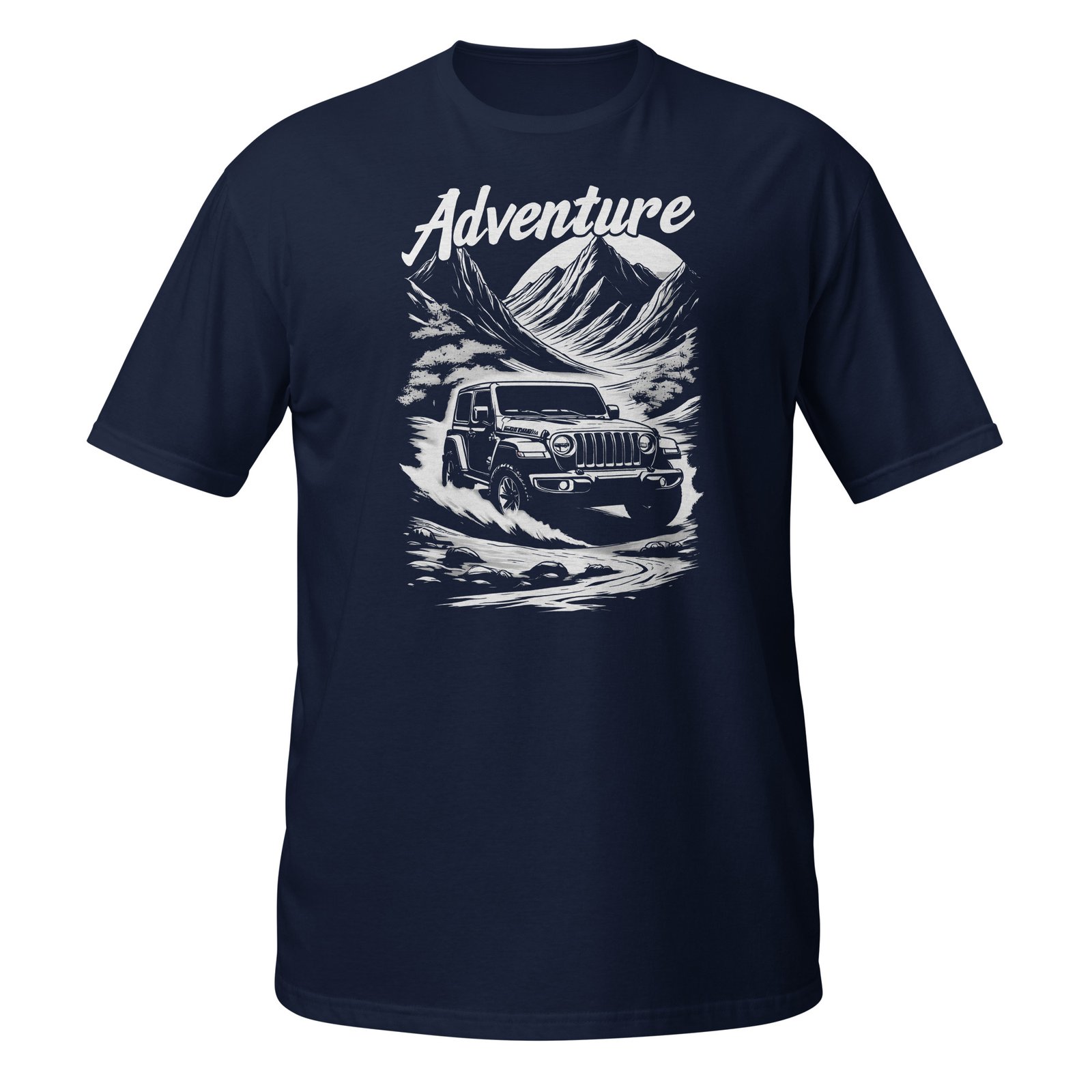 Adventure - Monochrome 4X4 Rig Trail Unisex T-Shirt - Navy - Image 3