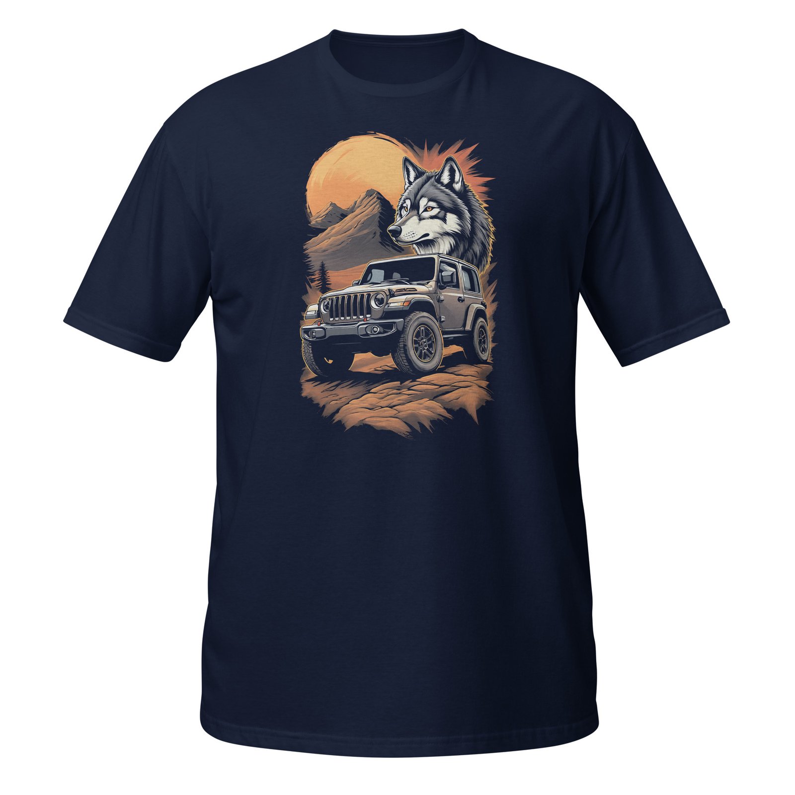 Lone Wolf - Wolf 4X4 Trail Rig Unisex T-Shirt - Navy - Image 3