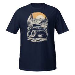 Alpine Sunset Trail - Black 4X4 Trail Rig Unisex T-Shirt - Navy - Image 1