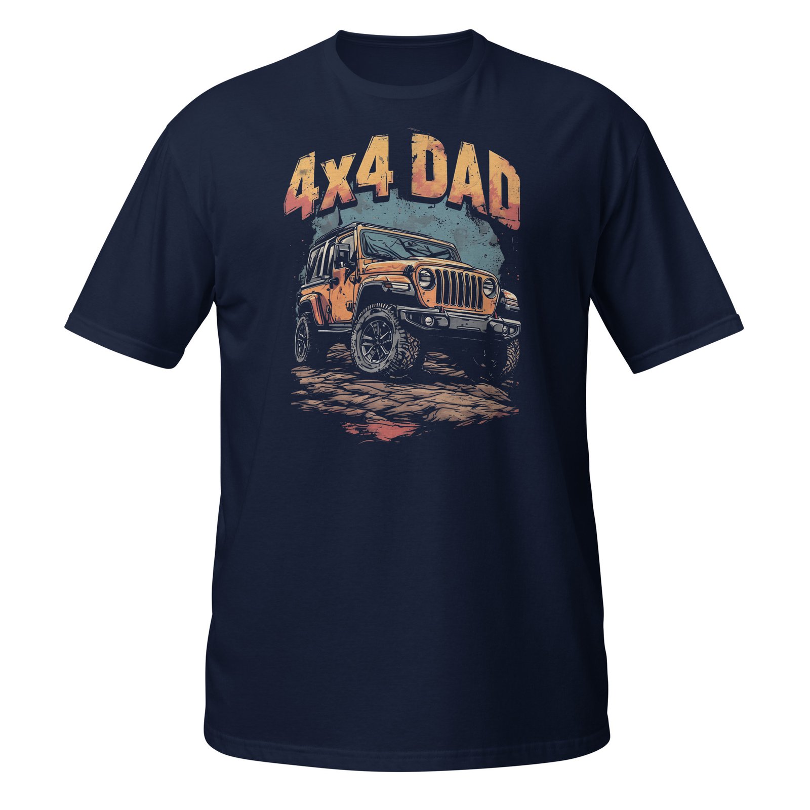 4X4 Dad - Orange Mud 4X4 Rig Unisex T-Shirt - Navy - Image 1
