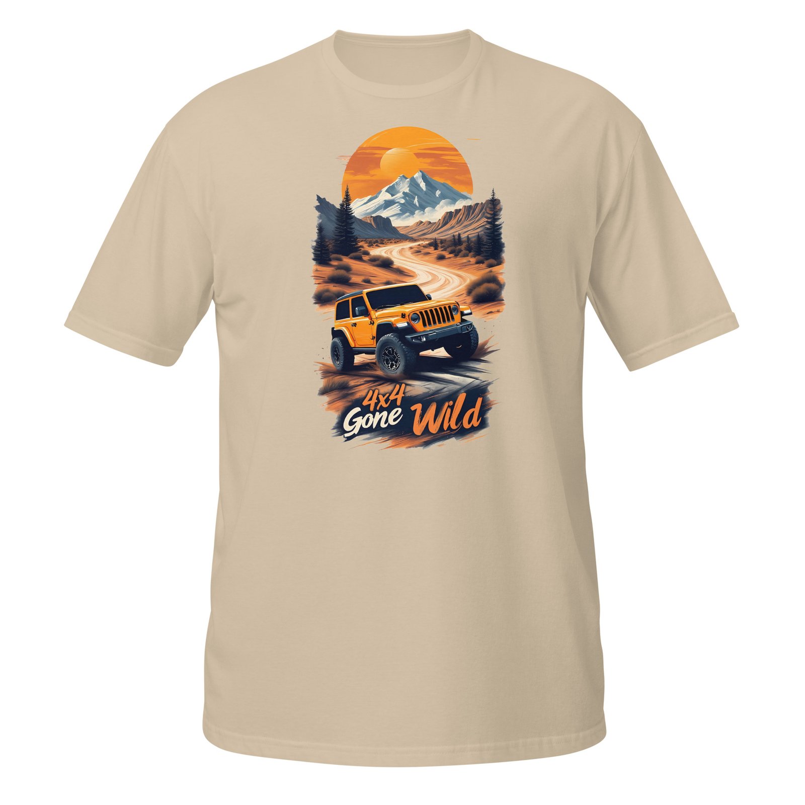 4X4 Gone Wild - Yellow Desert Off-Road Rig Unisex T-Shirt - Sand - Image 2