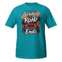 Go Where The Road Ends - Red Rig 4X4 Trail Unisex T-Shirt - Tropical Blue - Image 3
