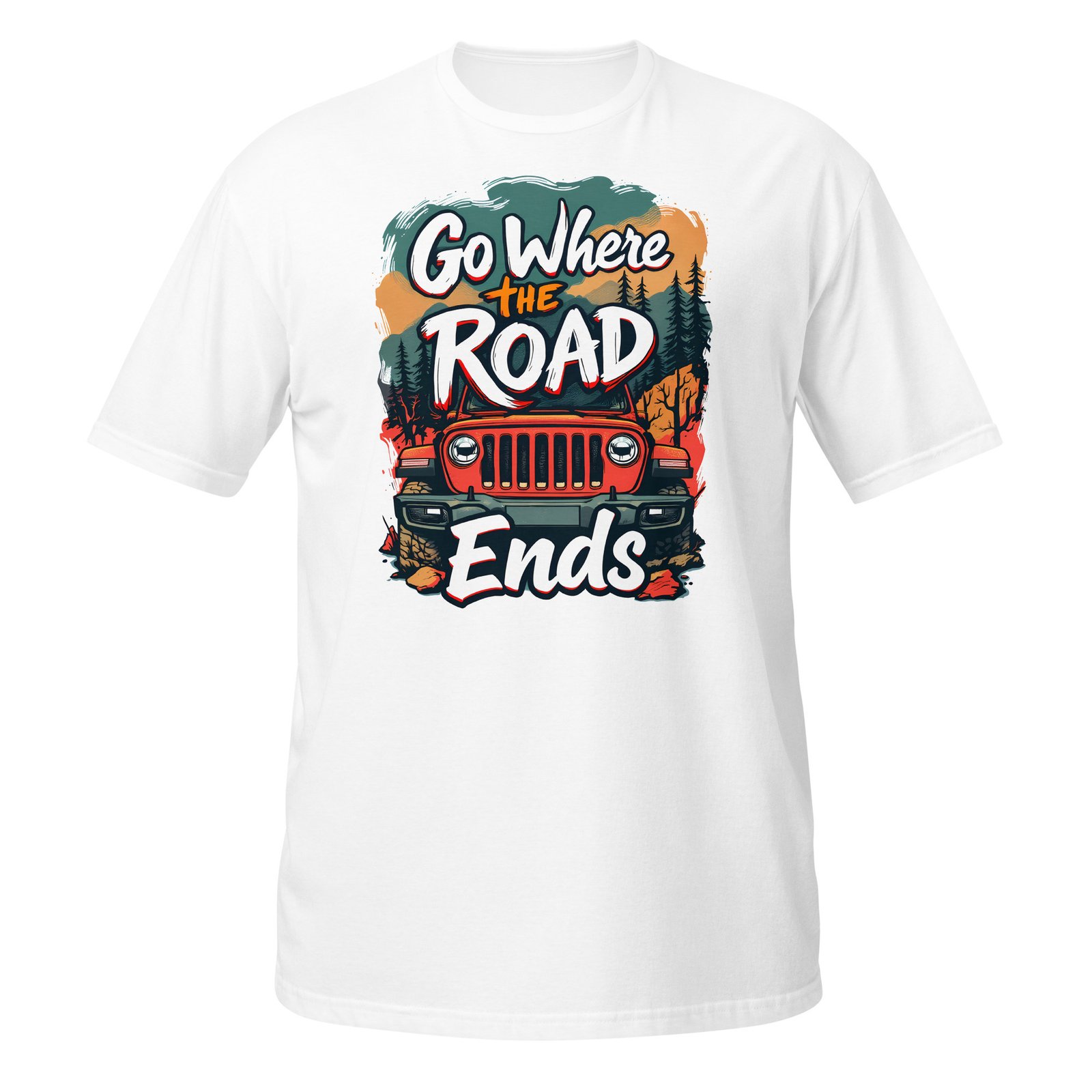 Go Where The Road Ends - Red Rig 4X4 Trail Unisex T-Shirt - White - Image 15