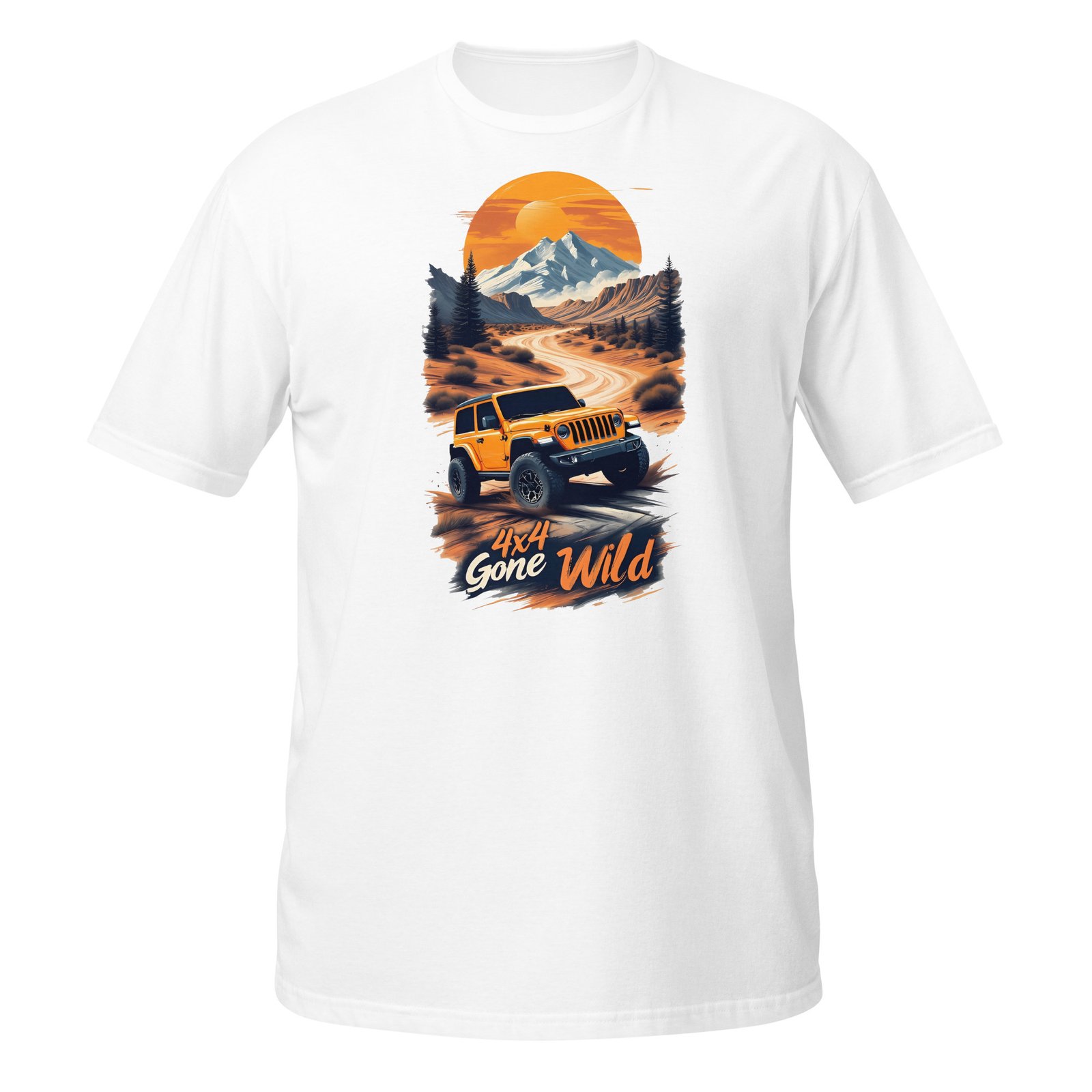 4X4 Gone Wild - Yellow Desert Off-Road Rig Unisex T-Shirt - White - Image 5