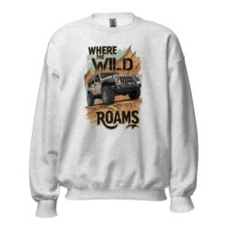 Where The Wild Roams - Khaki Trail 4X4 Explorer Unisex Sweatshirt - Ash - Image 3