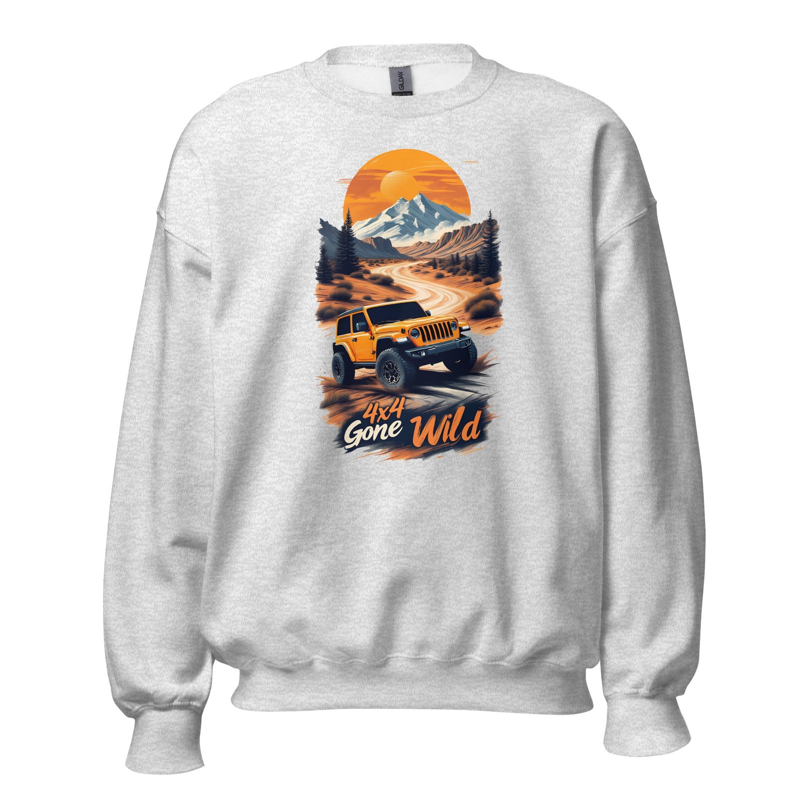 4X4 Gone Wild - Canyon Dust Off-Road Rig Unisex Sweatshirt - Ash - Image 3