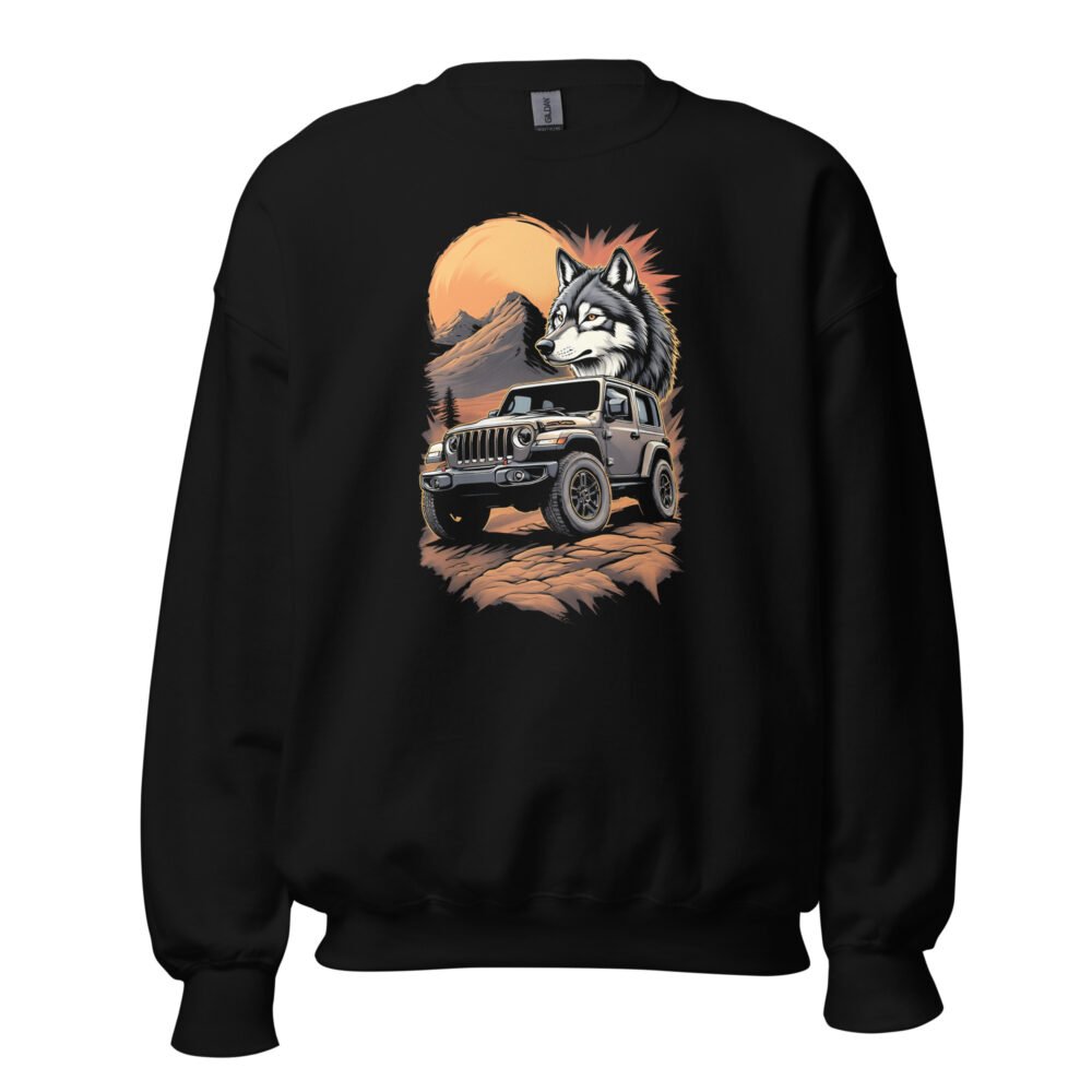 Lone Wolf - Dark 4X4 Overland Rig Unisex Sweatshirt - Black - Image 1