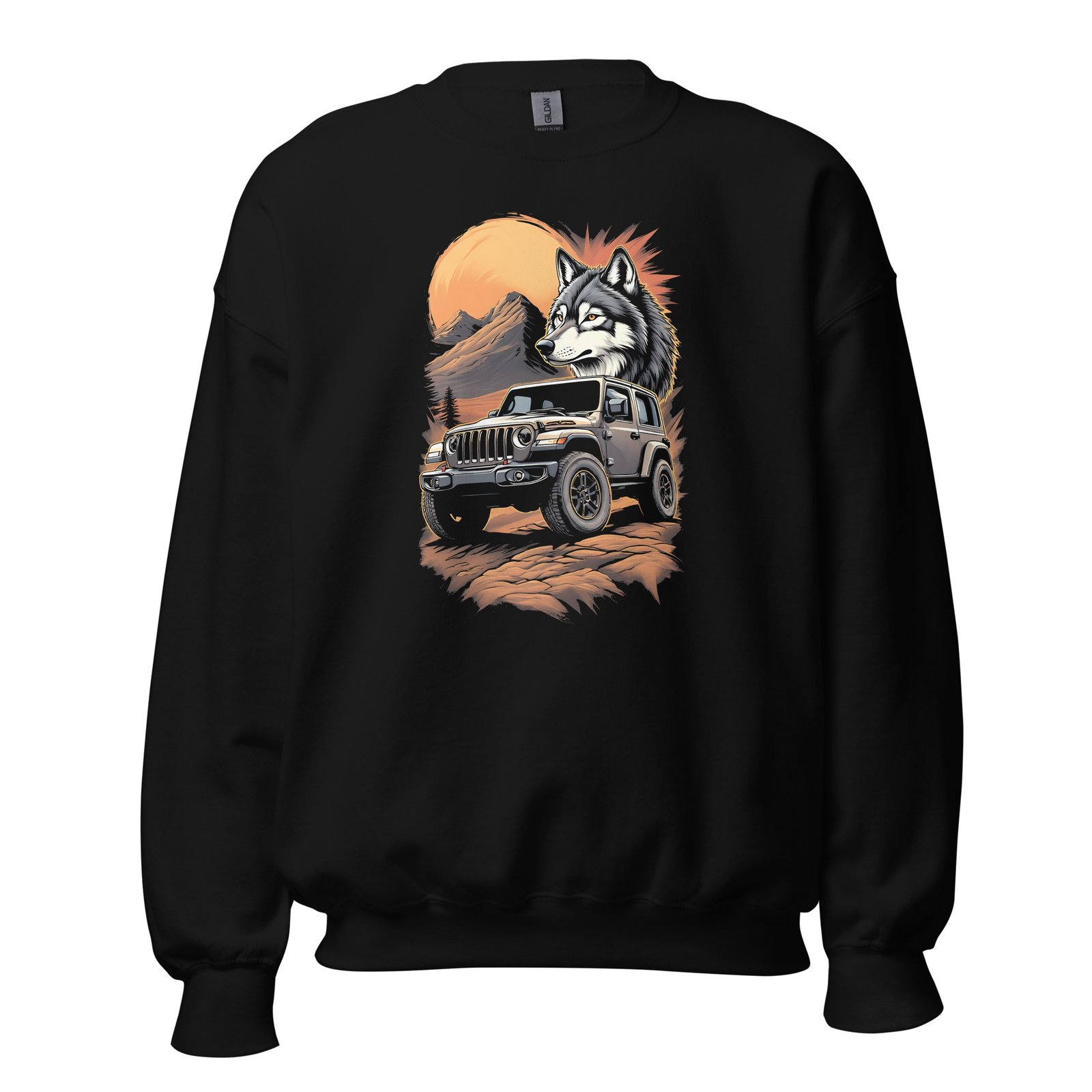Lone Wolf - Dark 4X4 Overland Rig Unisex Sweatshirt - Black - Image 1