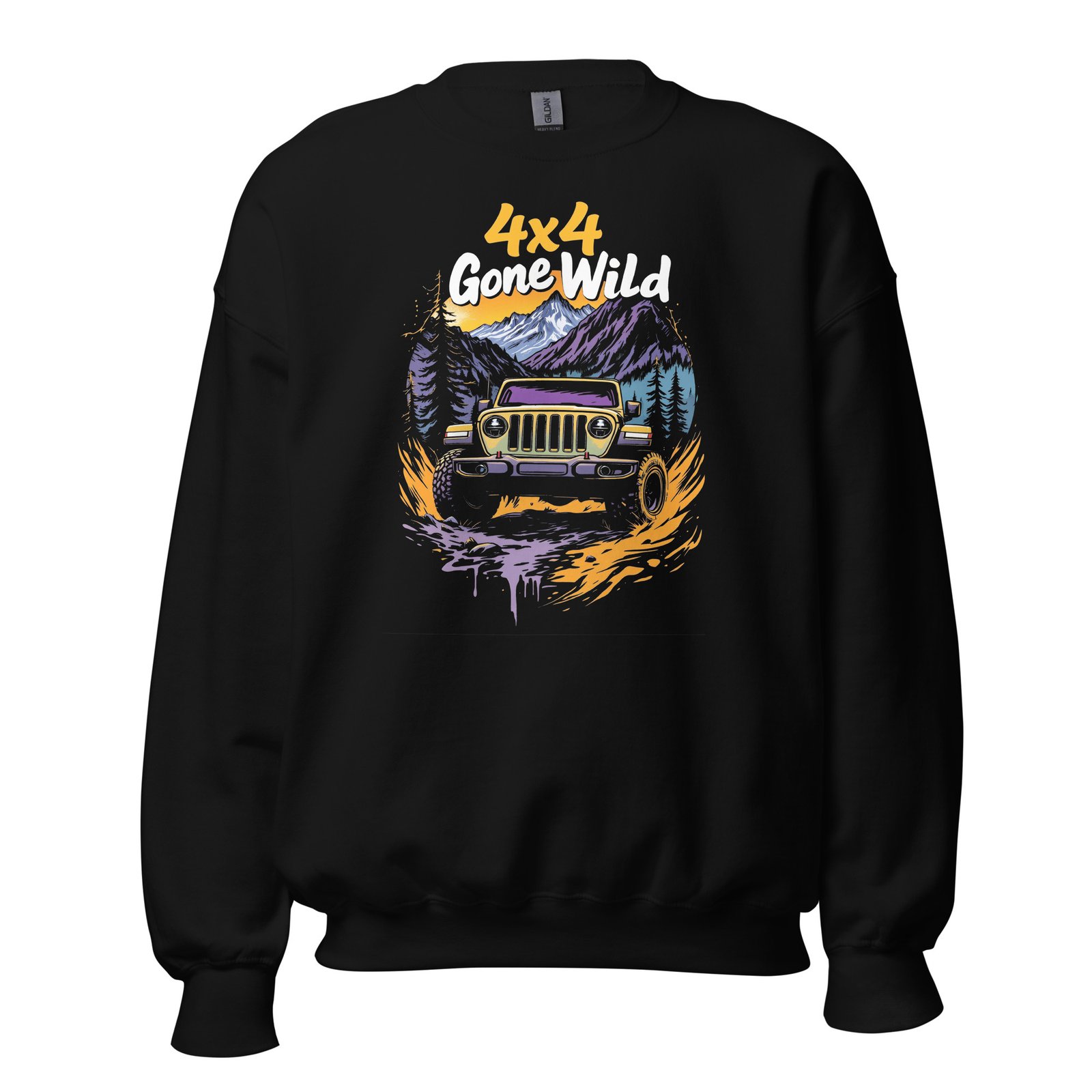 4X4 Gone Wild - Wilderness 4X4 Trail Crawler Unisex Sweatshirt - Black - Image 2