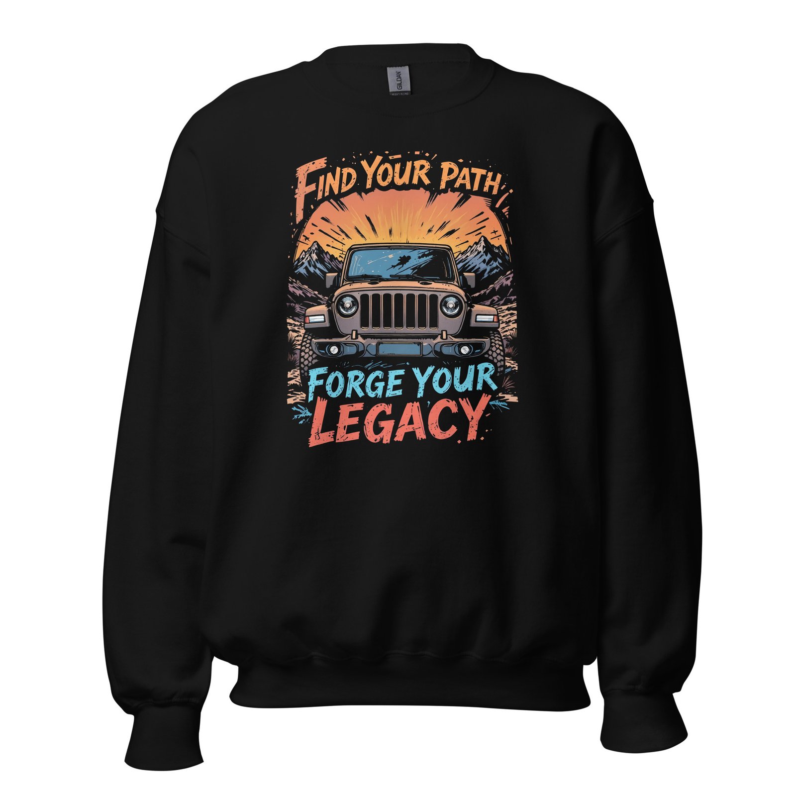 Find Your Path Forge Your Legacy - Rocky Pass 4X4 Explorer Unisex Sweatshirt - Black - Image 2