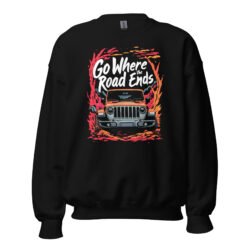 Go Where The Road Ends - Wilderness Trail 4X4 Explorer Unisex Sweatshirt - Black - Image 2