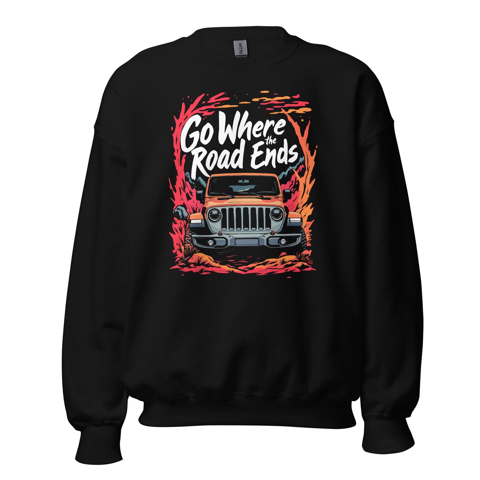 Go Where The Road Ends - Wilderness Trail 4X4 Explorer Unisex Sweatshirt - Black - Image 2