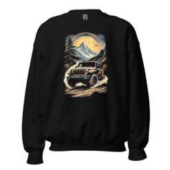 Alpine Trail Expedition - Golden Sunset Off-Road Rig Unisex Sweatshirt - Black - Image 2