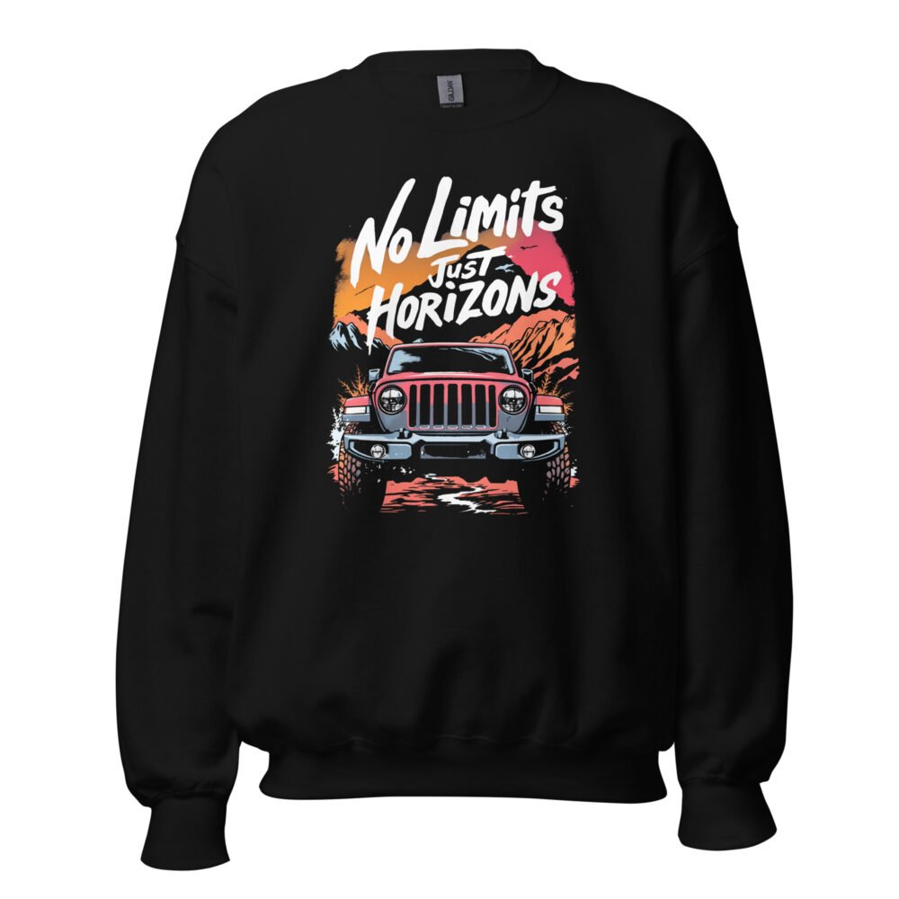 No Limits Just Horizons - Crimson Ridge Off-Road Rig Unisex Sweatshirt - Black - Image 1