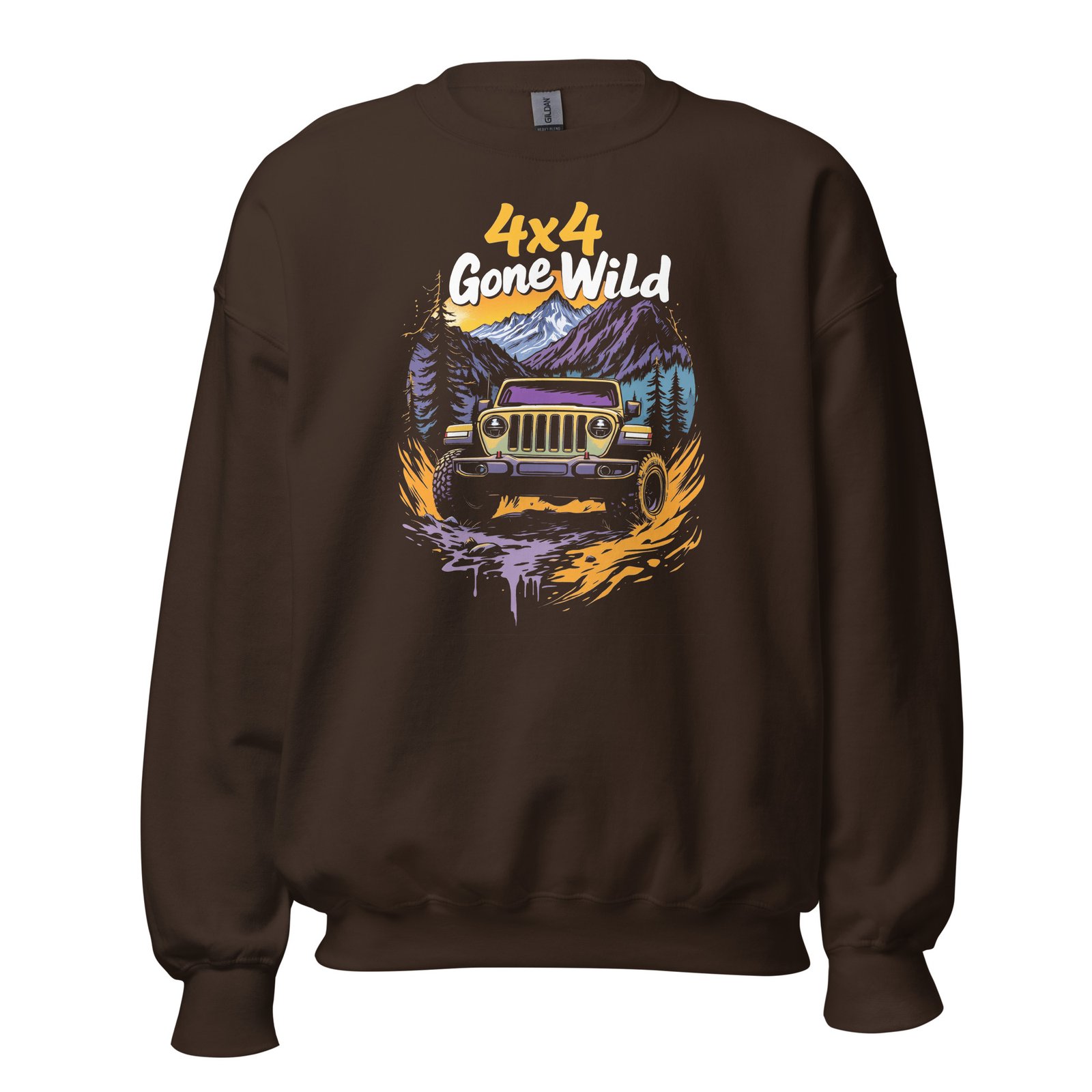 4X4 Gone Wild - Wilderness 4X4 Trail Crawler Unisex Sweatshirt - Dark Chocolate - Image 1