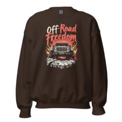 Off-Road Freedom - Fiery Sunset Off-Road Rig Unisex Sweatshirt - Dark Chocolate - Image 5