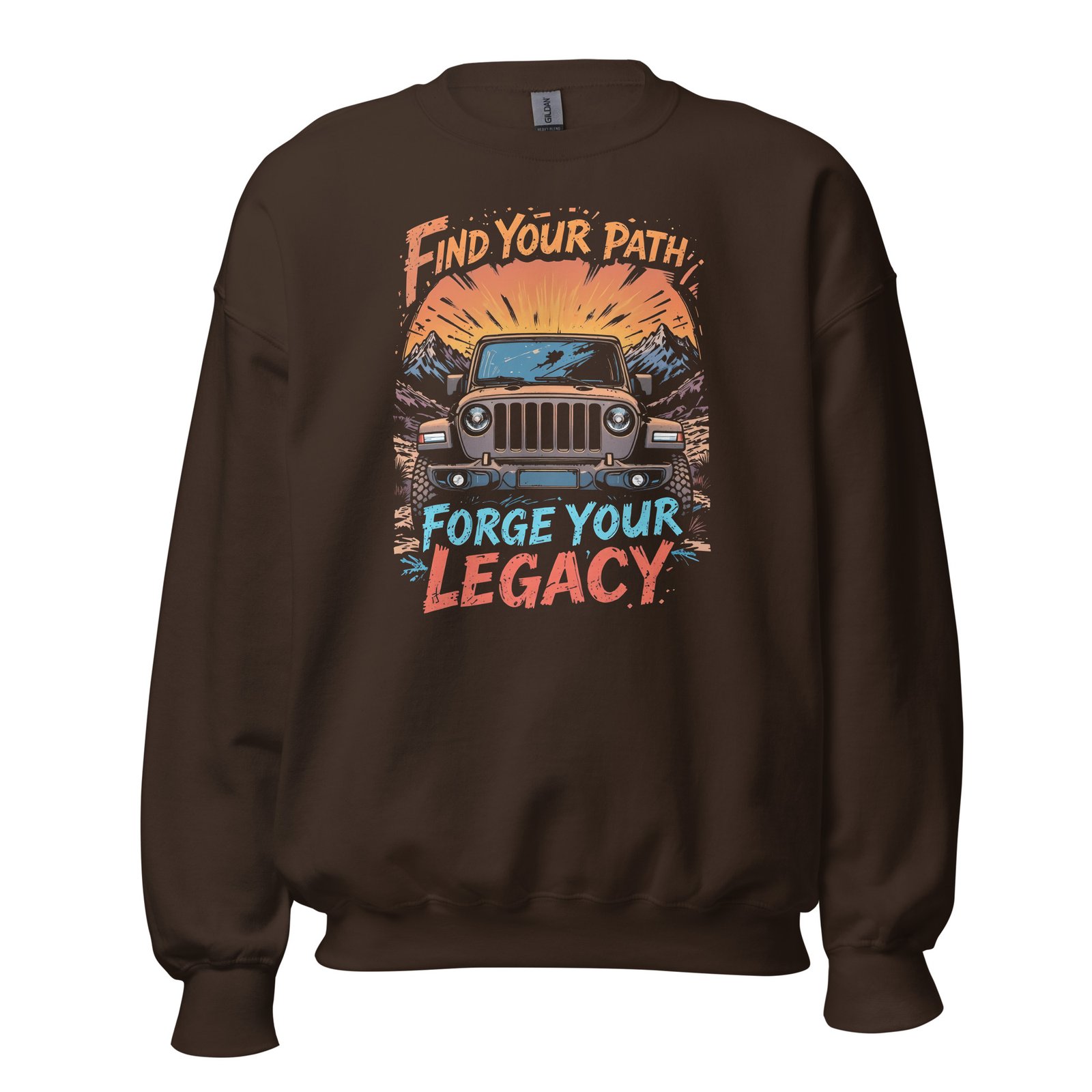 Find Your Path Forge Your Legacy - Rocky Pass 4X4 Explorer Unisex Sweatshirt - Dark Chocolate - Image 6