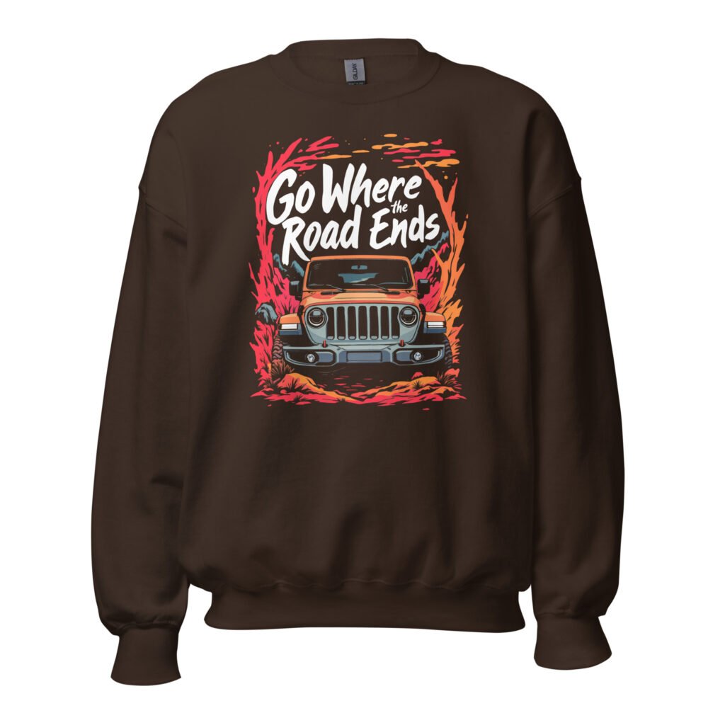 Go Where The Road Ends - Wilderness Trail 4X4 Explorer Unisex Sweatshirt - Dark Chocolate - Image 1