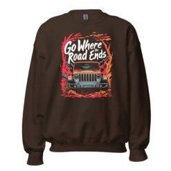 Go Where The Road Ends - Wilderness Trail 4X4 Explorer Unisex Sweatshirt - Dark Chocolate - Image 1