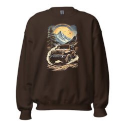 Alpine Trail Expedition - Golden Sunset Off-Road Rig Unisex Sweatshirt - Dark Chocolate - Image 1