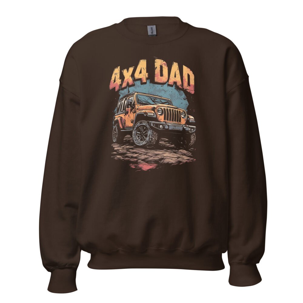 4X4 Dad - Orange Crawler Off-Road Rig Unisex Sweatshirt - Dark Chocolate - Image 1