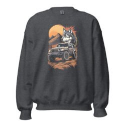 Lone Wolf - Dark 4X4 Overland Rig Unisex Sweatshirt - Dark Heather - Image 7