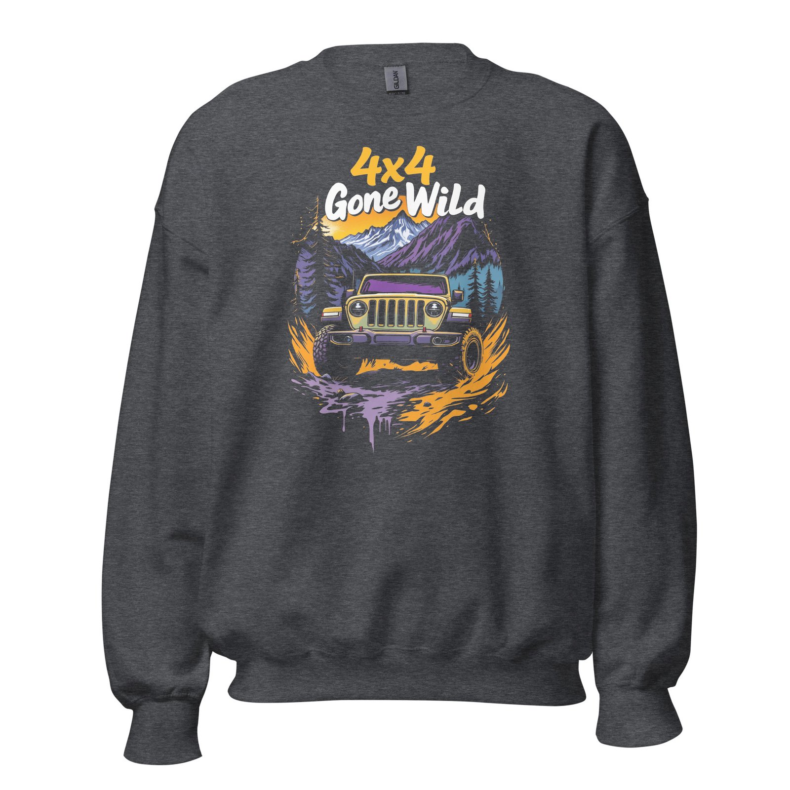 4X4 Gone Wild - Wilderness 4X4 Trail Crawler Unisex Sweatshirt - Dark Heather - Image 7