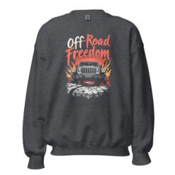 Off-Road Freedom - Fiery Sunset Off-Road Rig Unisex Sweatshirt - Dark Heather - Image 9