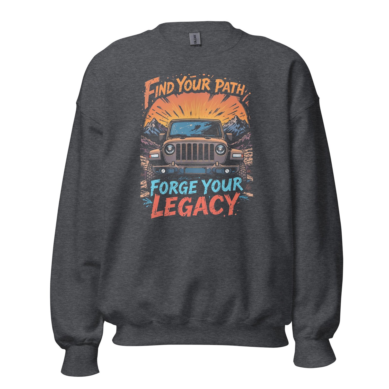 Find Your Path Forge Your Legacy - Rocky Pass 4X4 Explorer Unisex Sweatshirt - Dark Heather - Image 1