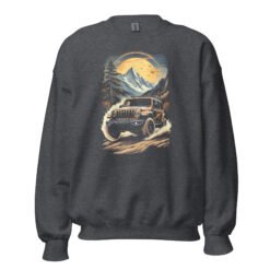 Alpine Trail Expedition - Golden Sunset Off-Road Rig Unisex Sweatshirt - Dark Heather - Image 9