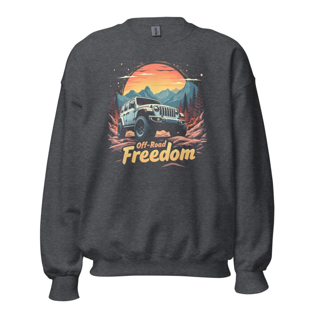 Off-Road Freedom - White Ridge Off-Road Rig Unisex Sweatshirt - Dark Heather - Image 1