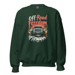 Off-Road Freedom - Fiery Sunset Off-Road Rig Unisex Sweatshirt - Forest Green - Image 7