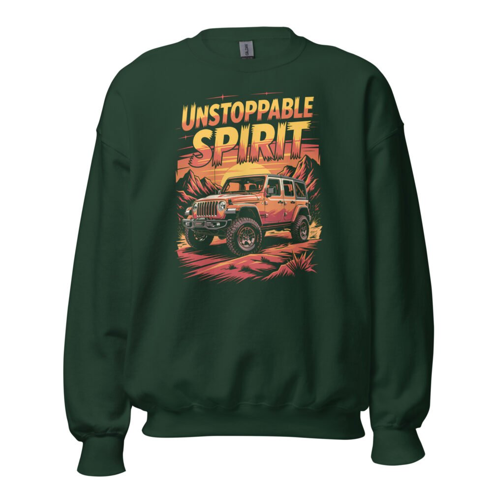 Unstoppable Spirit - Red Rock 4X4 Crawler Unisex Sweatshirt - Forest Green - Image 1