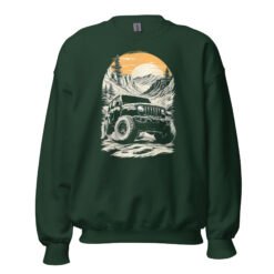 Alpine Sunset Trail - Golden Sunset 4X4 Crawler Unisex Sweatshirt - Forest Green - Image 8
