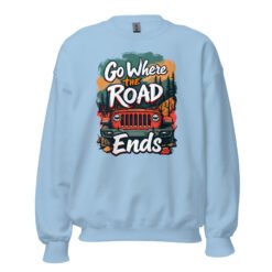 Go Where The Road Ends - Pavement Ends 4X4 Expedition Unisex Sweatshirt - Light Blue - Image 6