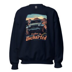 Explore The Uncharted - Southwest Mesa 4X4 Rig Unisex Sweatshirt - Navy - Image 3