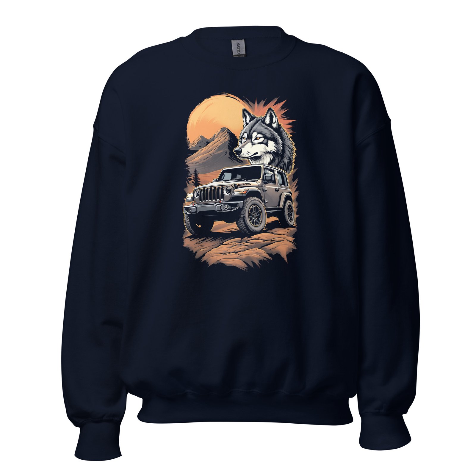 Lone Wolf - Dark 4X4 Overland Rig Unisex Sweatshirt - Navy - Image 3