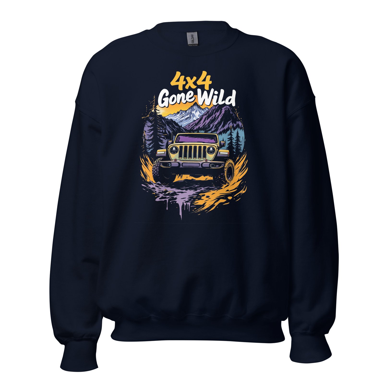 4X4 Gone Wild - Wilderness 4X4 Trail Crawler Unisex Sweatshirt - Navy - Image 4