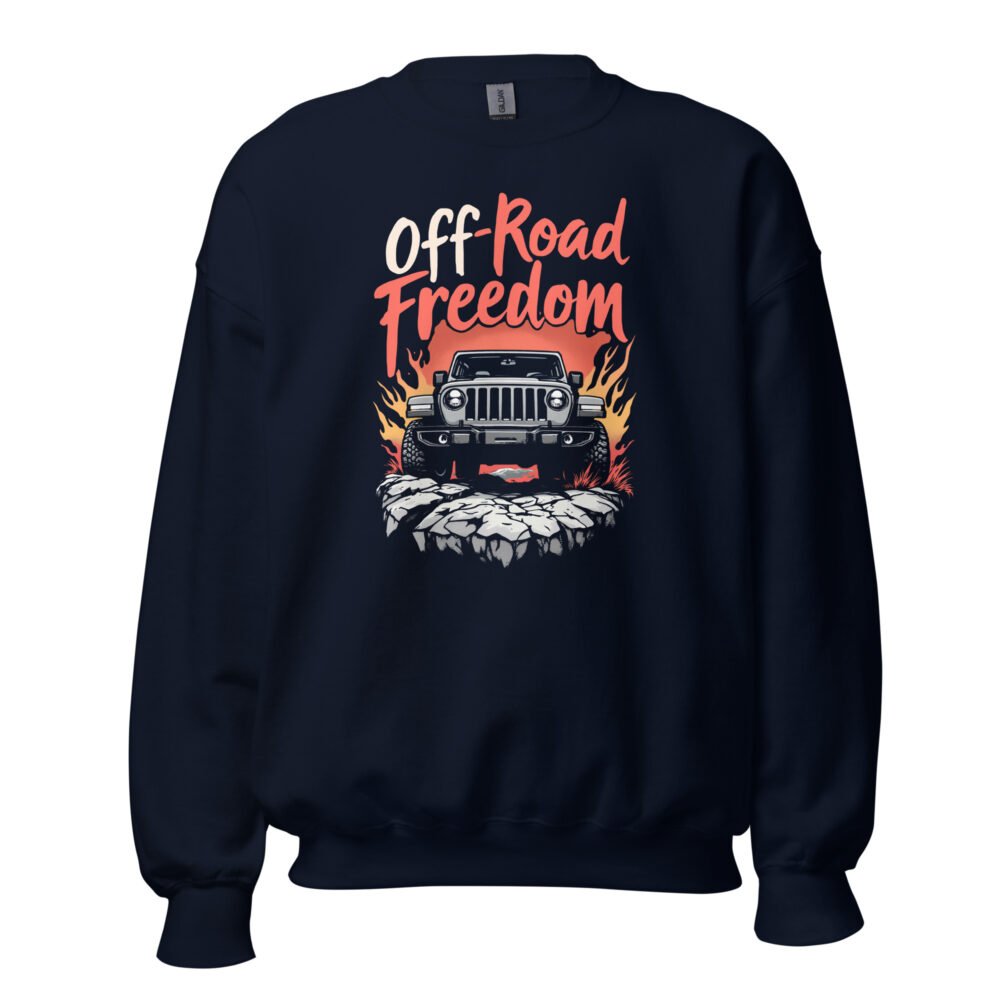 Off-Road Freedom - Fiery Sunset Off-Road Rig Unisex Sweatshirt - Navy - Image 1